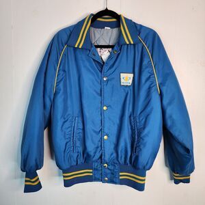 Vintage King Feed & Seed Patch Advertising Bomber Jacket Size L Men's Corn Grain